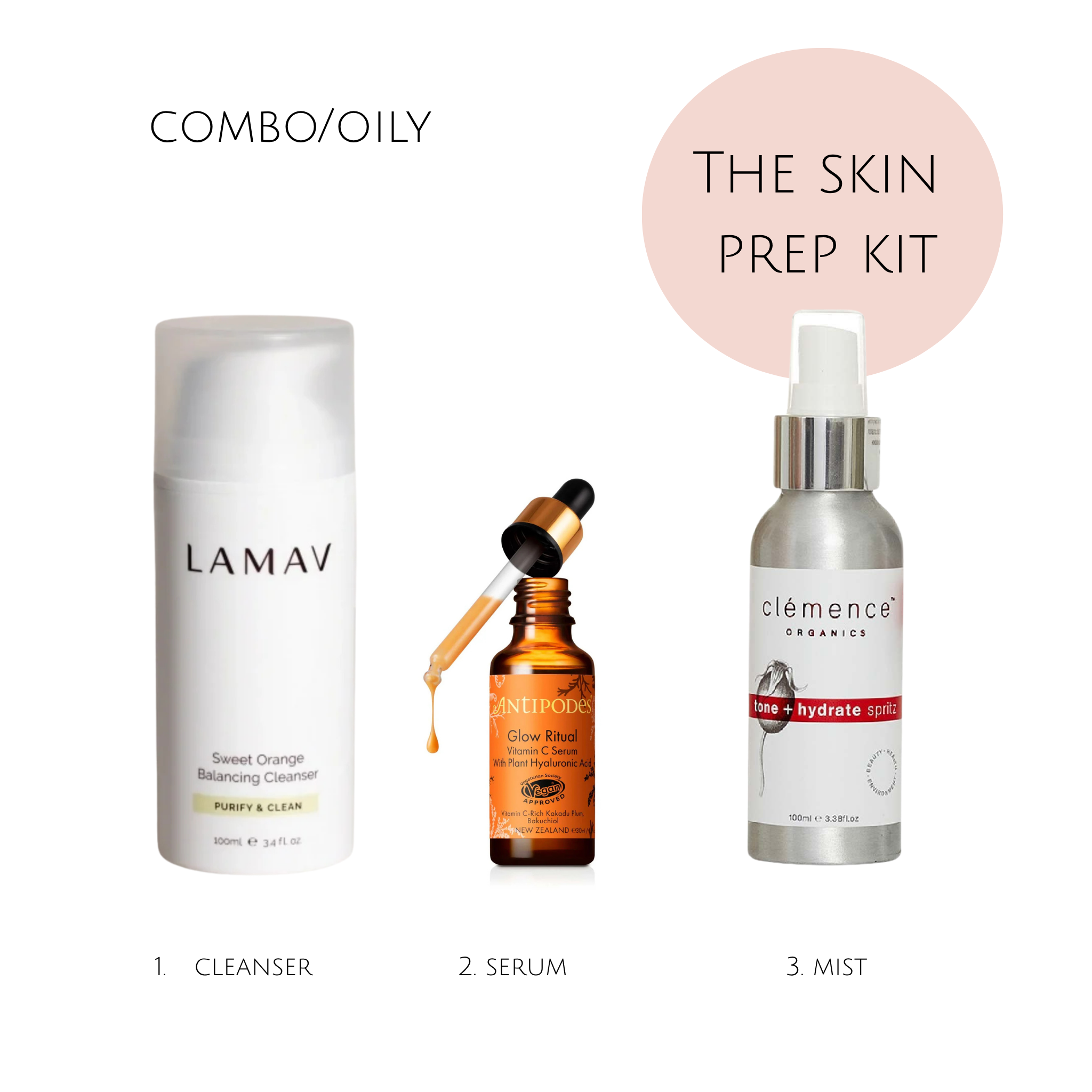 Skin prep for oily to combination skin